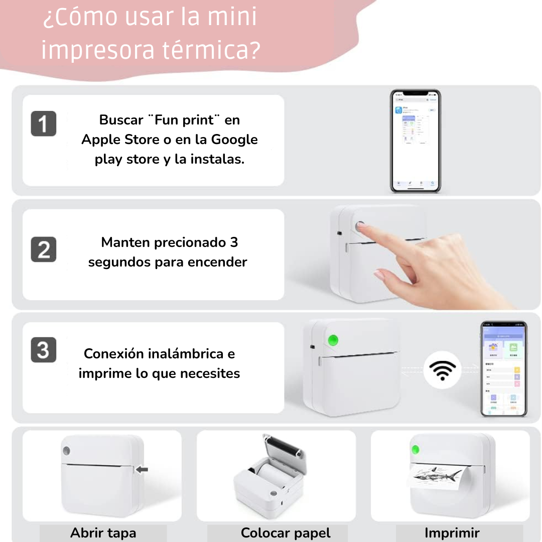 Mini impresora térmica portátil Bluetooth